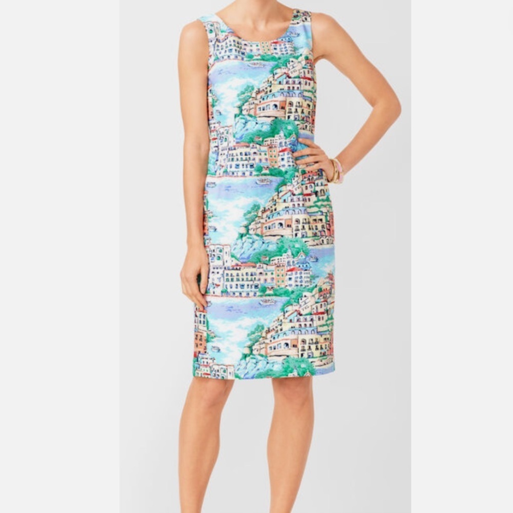 Talbots Colorful Coastal Print Sheath Dress